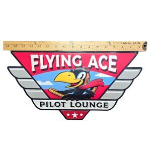 Open Road Brands Flying Ace Pilot Lounge Embossed Metal Sign - Very Good